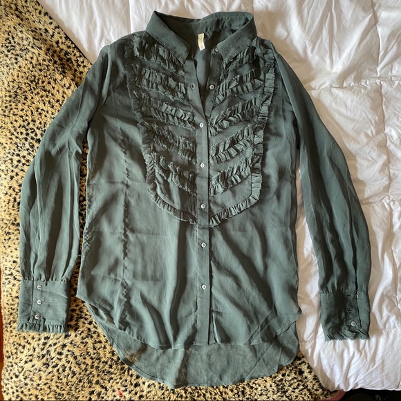 Free People • Sheer Ruffle Button Top - Picture 2 of 7